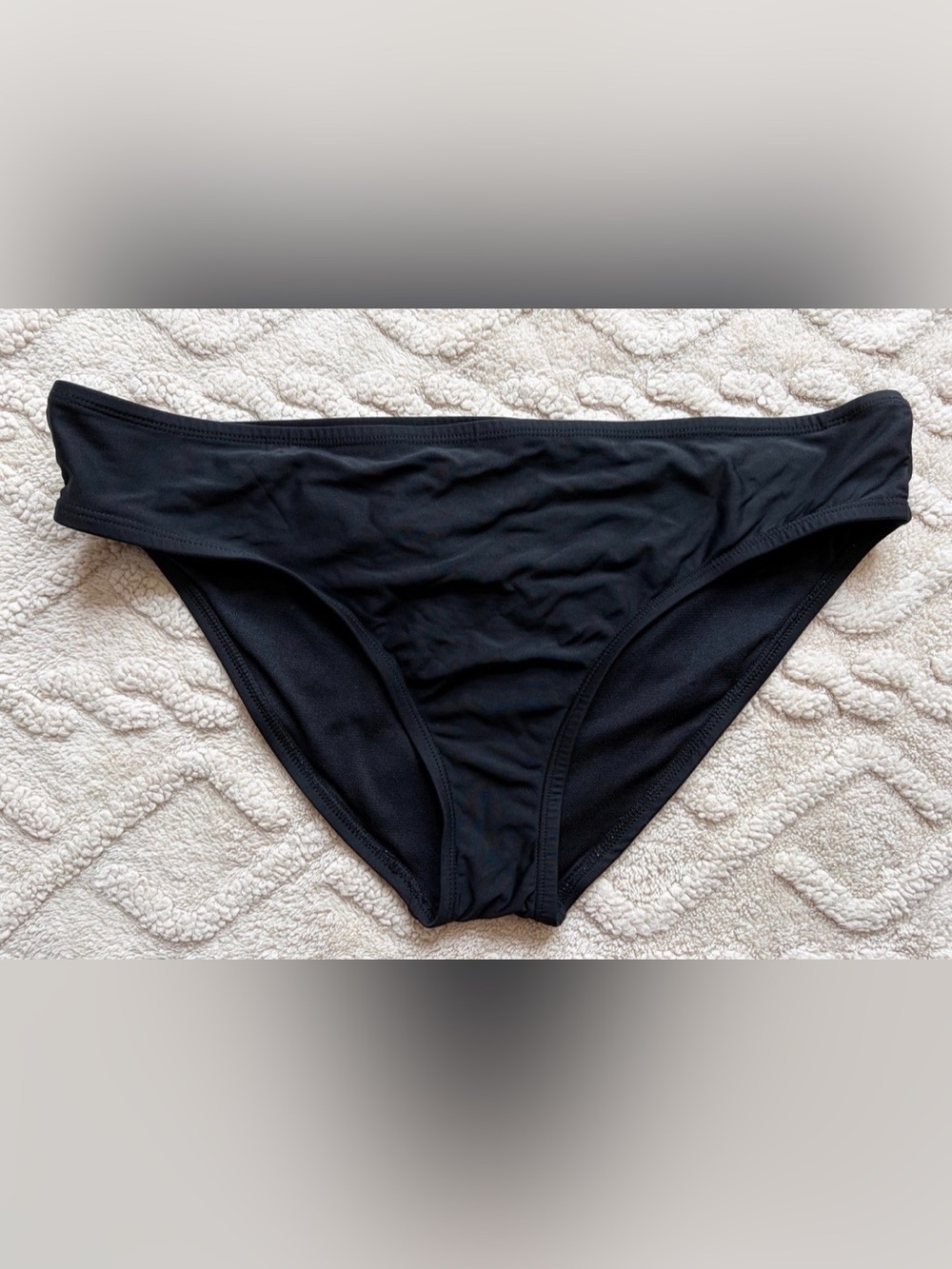 Women’s Black Bikini Bottoms - Mid Rise Medium Coverage Bathing Suit Bottoms, L